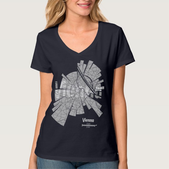 Camiseta T-shirt do mapa de Viena para mulheres (Frente)