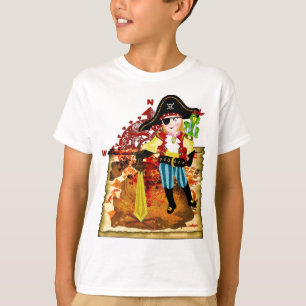 Camiseta T-shirt do mapa do menino e do tesouro do pirata