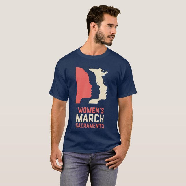Camiseta T-shirt do marinho dos homens do março Sacramento (Frente Completa)