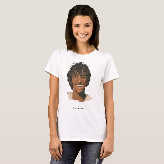 Camiseta T-shirt do menino de Beni Amer para mulheres (Frente Completa)