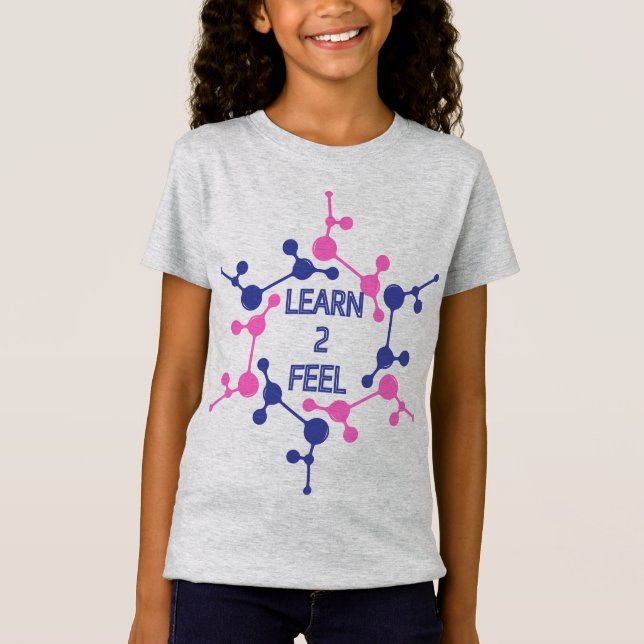 Camiseta T-shirt do miúdo, design do "Learn2Feel", Rapariga (Frente)