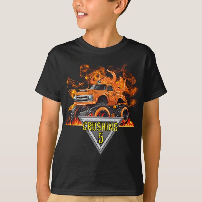 Camiseta T-Shirt do Monstro das Chamas Laranja (Frente)