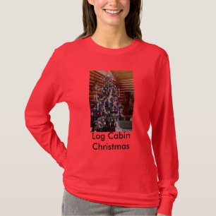 Camiseta T-shirt do Natal da cabana rústica de madeira