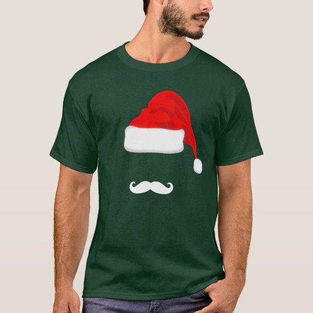 Camiseta T-shirt do Natal do bigode e do chapéu do papai (Frente)