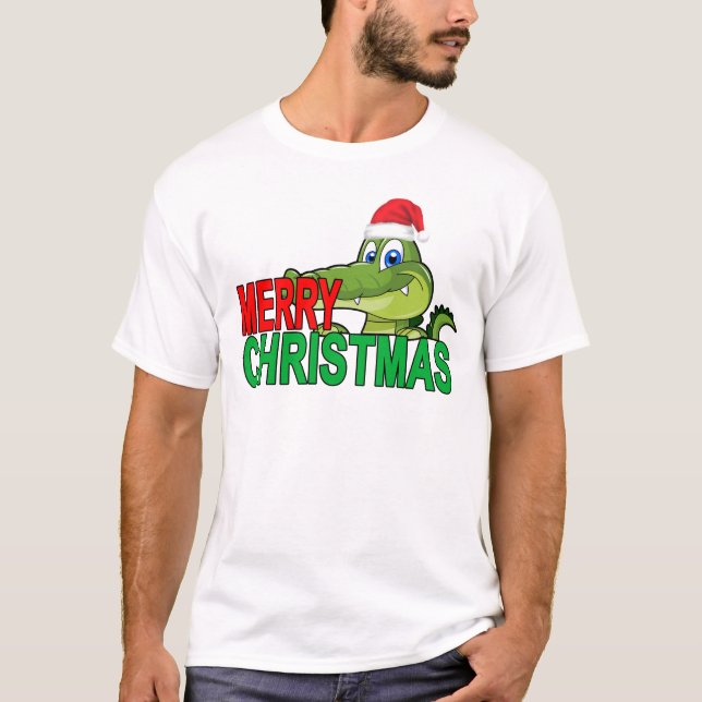 Camiseta T-shirt do Natal do jacaré. .png (Frente)