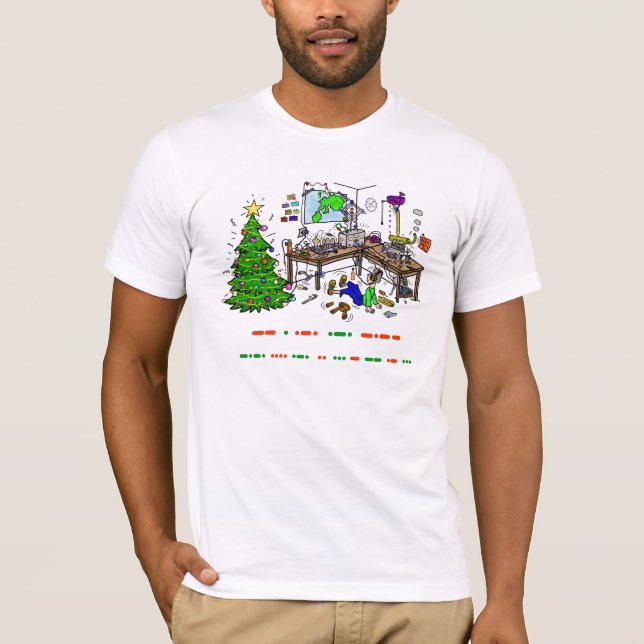 Camiseta T-shirt do Natal do operador do código Morse do (Frente)