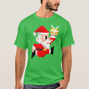 Camiseta T-shirt do Natal: Papai Noel de 8 bits
