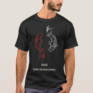 Camiseta T-Shirt do Oceano Escuro - Branca e Baleia Vermelh