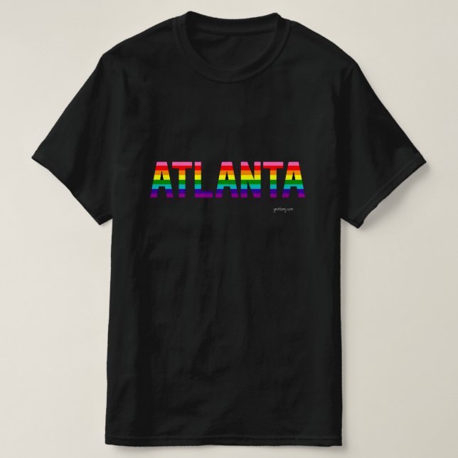 Camiseta T-shirt do Orgulho Atlanta | Sinalizador arco-íris (Frente do Design)