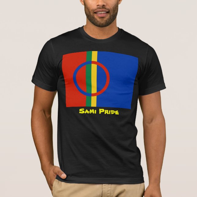 Camiseta T-shirt do orgulho de Sami (preto) (Frente)