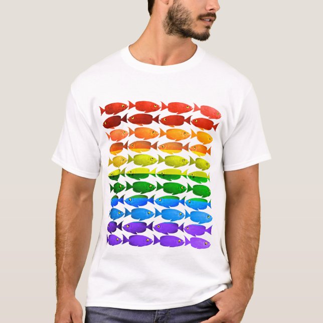 Camiseta T-shirt do orgulho dos peixes de arco-íris (Frente)