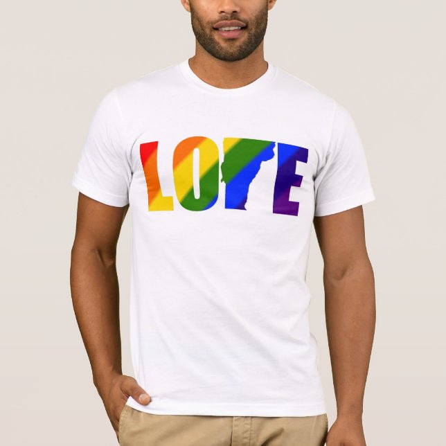 Camiseta T-shirt do orgulho gay do amor de Vermont (Frente)