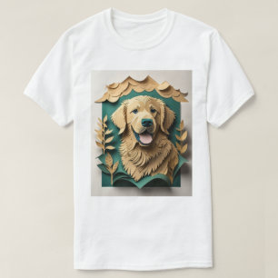 Camiseta T-shirt do Ouro do Retriever de Design de Arte 3D