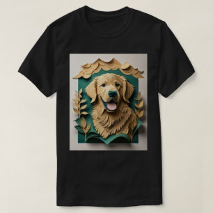 Camiseta T-shirt do Ouro do Retriever de Design de Arte 3D