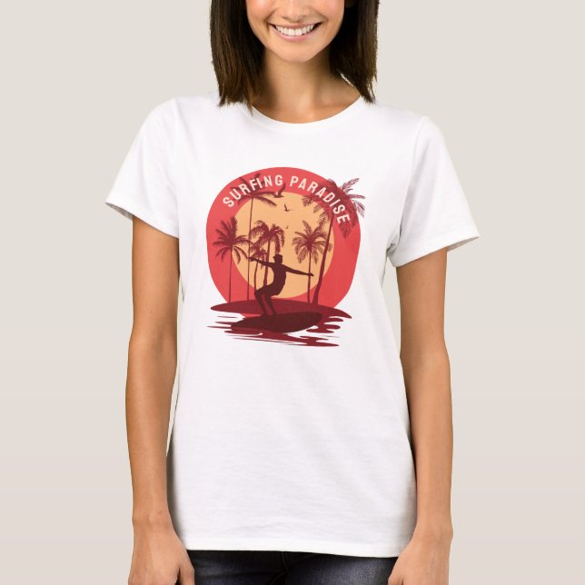 Camiseta T-Shirt do Paraíso de Navegação de Retro (Frente)