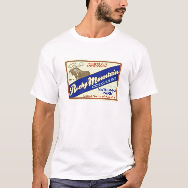 Camiseta T-shirt do parque nacional de montanha rochosa (Frente)