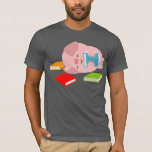 Camiseta T-Shirt Do Pequeno Lover De Livro (Porco De Cartoo