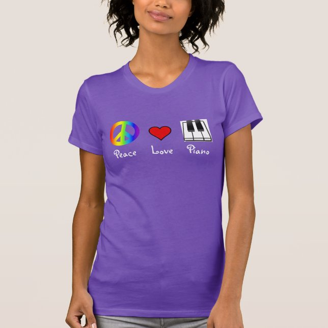 Camiseta T-shirt do piano do amor da paz (Frente)