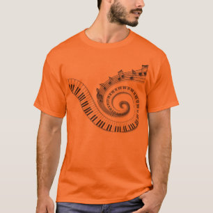 Camiseta T-shirt do piano e das notas musicais