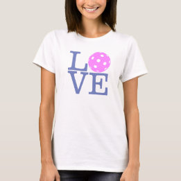Camiseta T-shirt do Pickleball das mulheres: "AMOR" (rosa)
