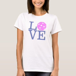 Camiseta T-shirt do Pickleball das mulheres: "AMOR" (rosa)