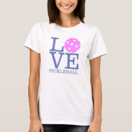 Camiseta T-shirt do Pickleball das mulheres: "AMOR" (rosa)