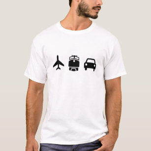 Camiseta T-shirt do pictograma dos planos/trens/automóveis