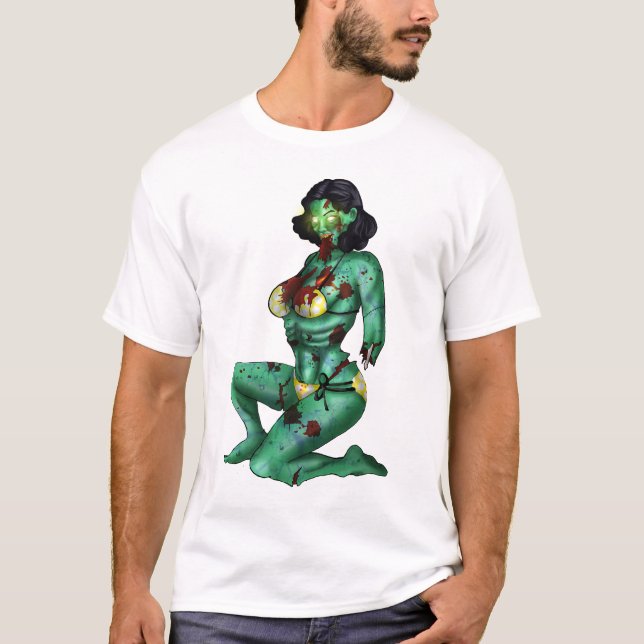 Camiseta T-shirt do Pin-Acima do zombi (Frente)