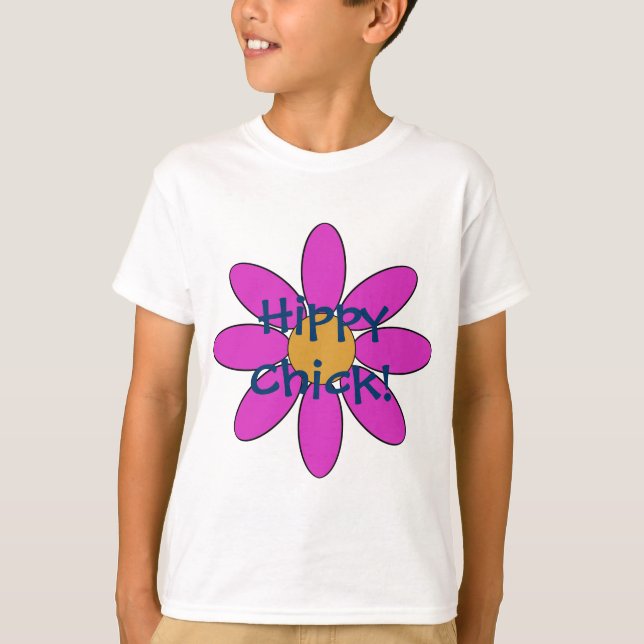 Camiseta T-shirt do pintinho do hippy (Frente)