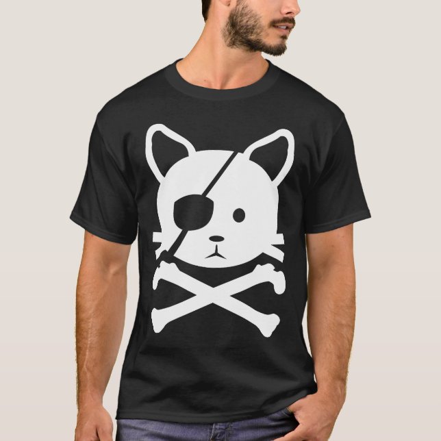 Camiseta T-shirt do pirata do gato (Frente)