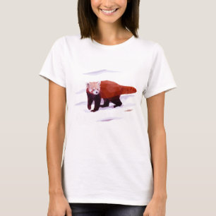 Camiseta T-shirt do polígono da panda vermelha das mulhere
