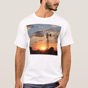 Camiseta T-shirt do por do sol do moinho de vento do país