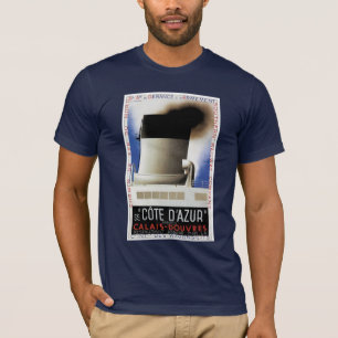 Camiseta T-shirt do poster da balsa do canal de Cote d'Azur