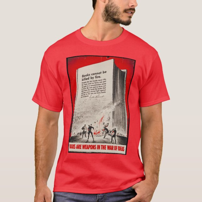 Camiseta t-shirt do poster do burning de livro WWII (Frente)