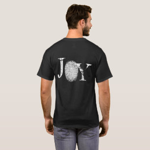 Camiseta T-shirt do preto da alegria da impressão digital