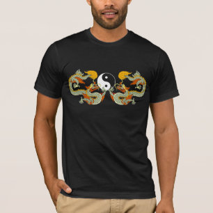 Camiseta T-shirt do preto do dragão de Yin Yang
