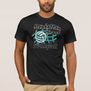 Camiseta T-shirt do preto do voleibol de Manhattan Beach