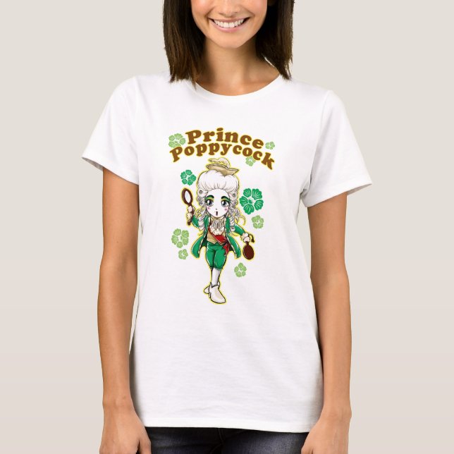 Camiseta T-shirt do príncipe Poppycock Figaro Chibi Boneca (Frente)