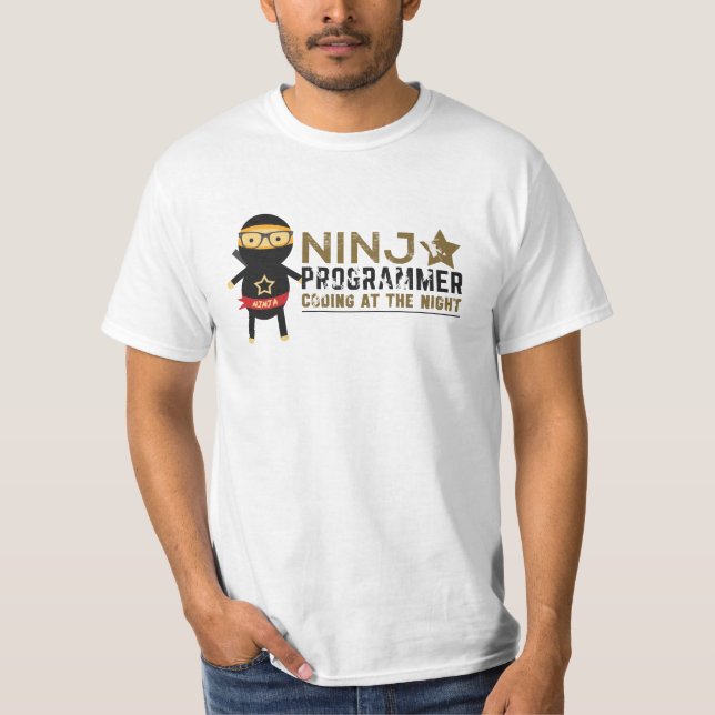 Camiseta T-shirt do programador: Programador de Ninja (Frente)