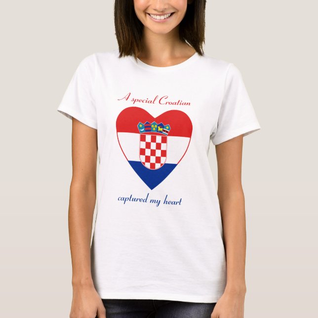 Camiseta T-shirt do querido da bandeira de Croatia (Frente)