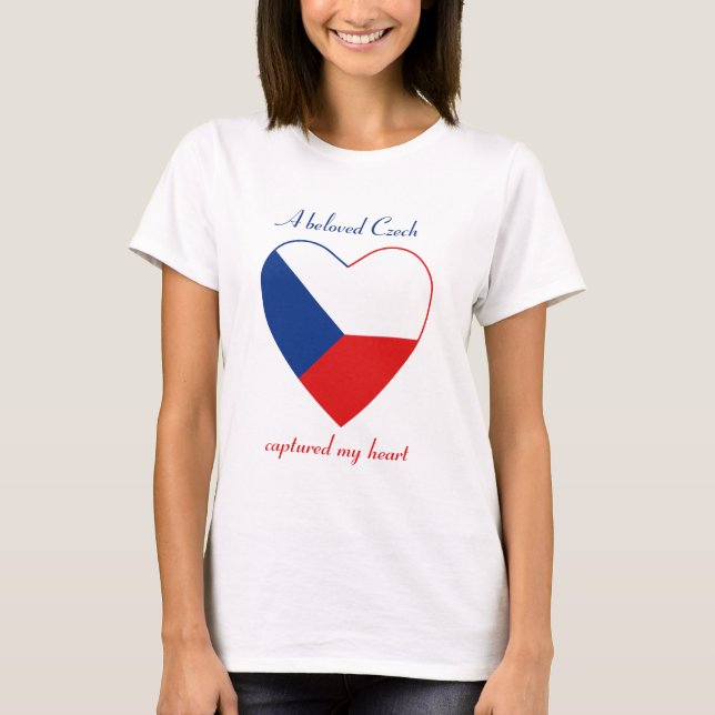 Camiseta T-shirt do querido da bandeira de Czechia (Frente)