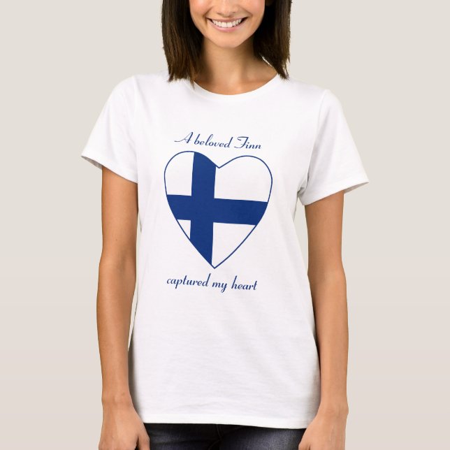 Camiseta T-shirt do querido da bandeira de Finlandia (Frente)