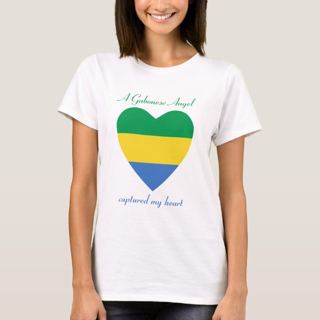 Camiseta T-shirt do querido da bandeira de Gabon (Frente)