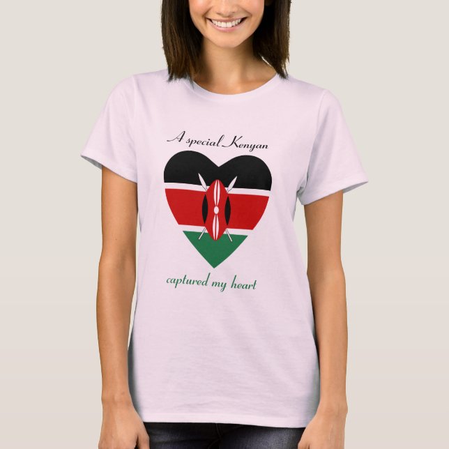 Camiseta T-shirt do querido da bandeira de Kenya (Frente)