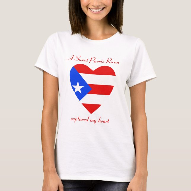Camiseta T-shirt do querido da bandeira de Puerto Rico (Frente)