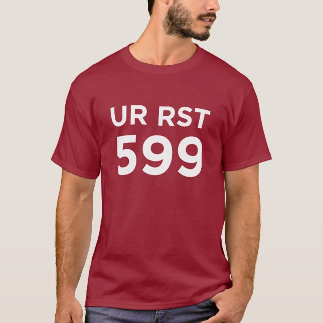 Camiseta T-shirt do radioamador de UR RST 599 (Frente)