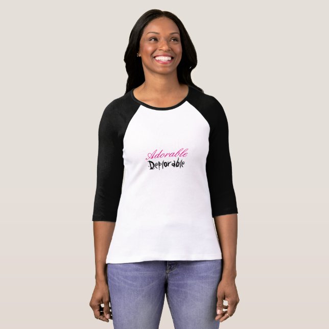Camiseta T-shirt do Raglan das mulheres deploráveis (Frente Completa)