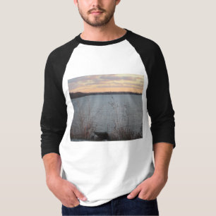 Camiseta T-shirt do Raglan dos homens do por do sol da