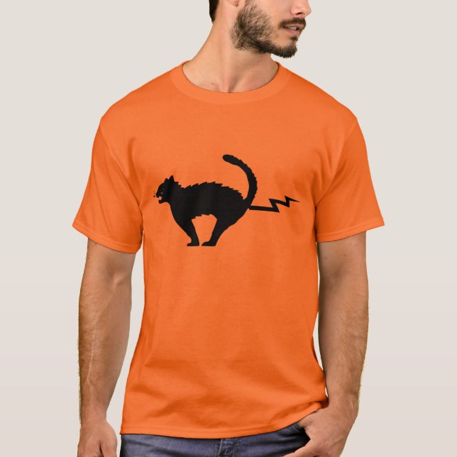 Camiseta T-shirt do relâmpago do gato (Frente)