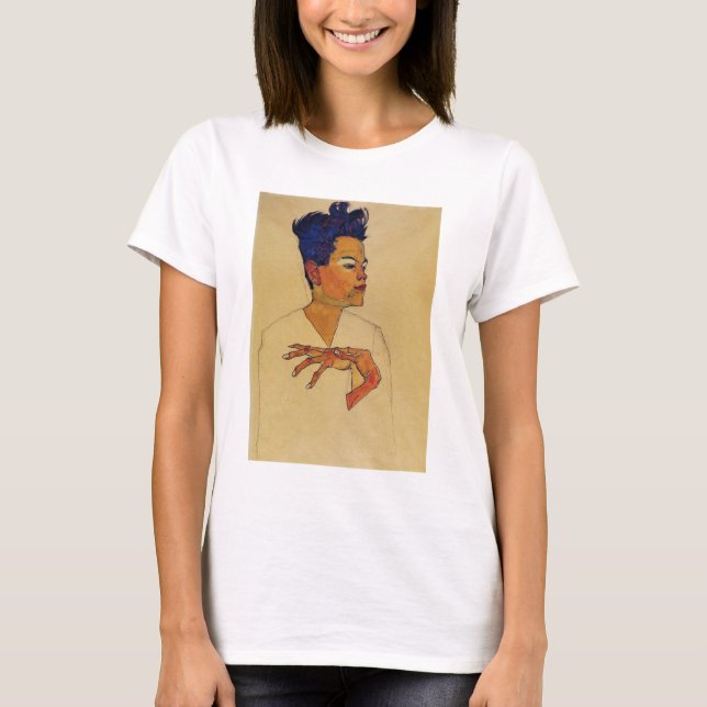 Camiseta T-shirt do retrato de auto de Egon Schiele (Frente)